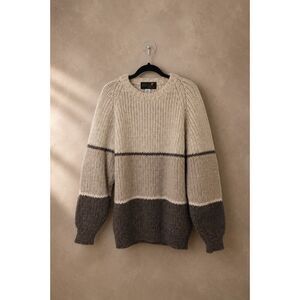Country Knitwear Ireland Wool Fisherman Sweater Brown Beige 42 authentic vintage